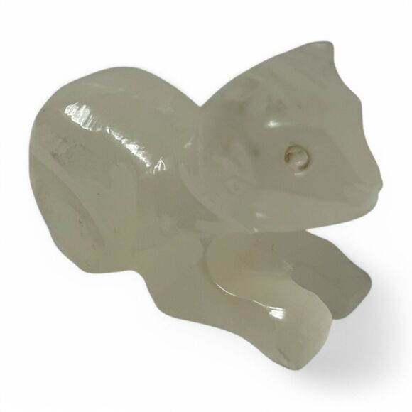 Vintage Hand Carved Marble Onyx Miniature Agate Cat Kitten Figurine Collectible - Picture 7 of 11